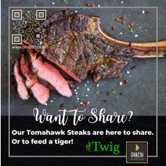 <strong>CHARITY FOR TWIG!<br></strong>32oz Tomahawk Steak Dinner