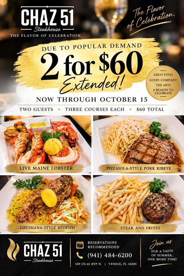 Chaz 51 Steakhouse 3 Course Menu